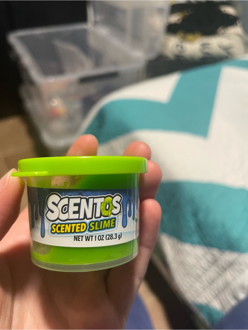 1-ounce tub of Scentos lime Scented Slime slime